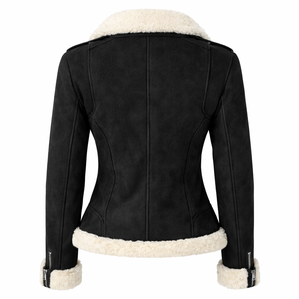 Women's B3 Shearling Biker Leather Jacket In Black (VF)