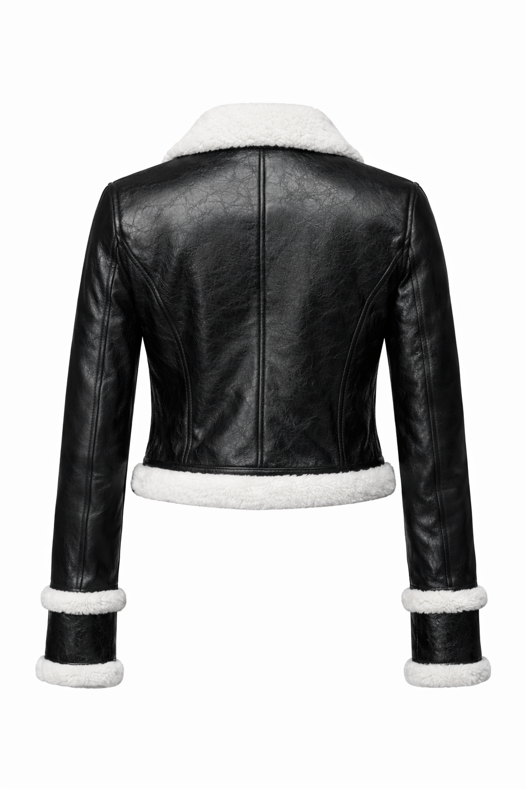 Women's Shearling Leather Jacket With Crackle Texture (VF)