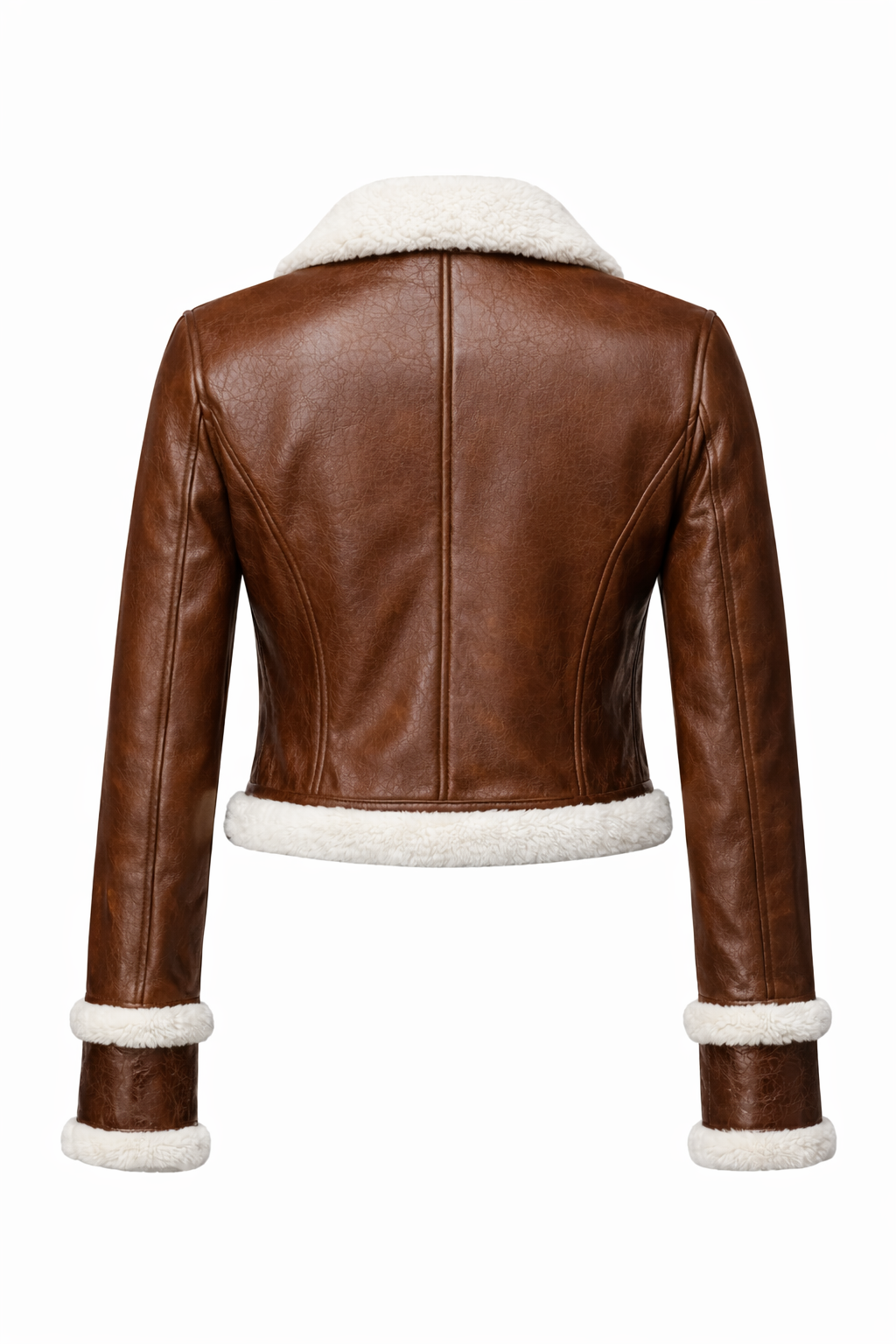Women's Shearling Leather Jacket With Crackle Texture (VF)