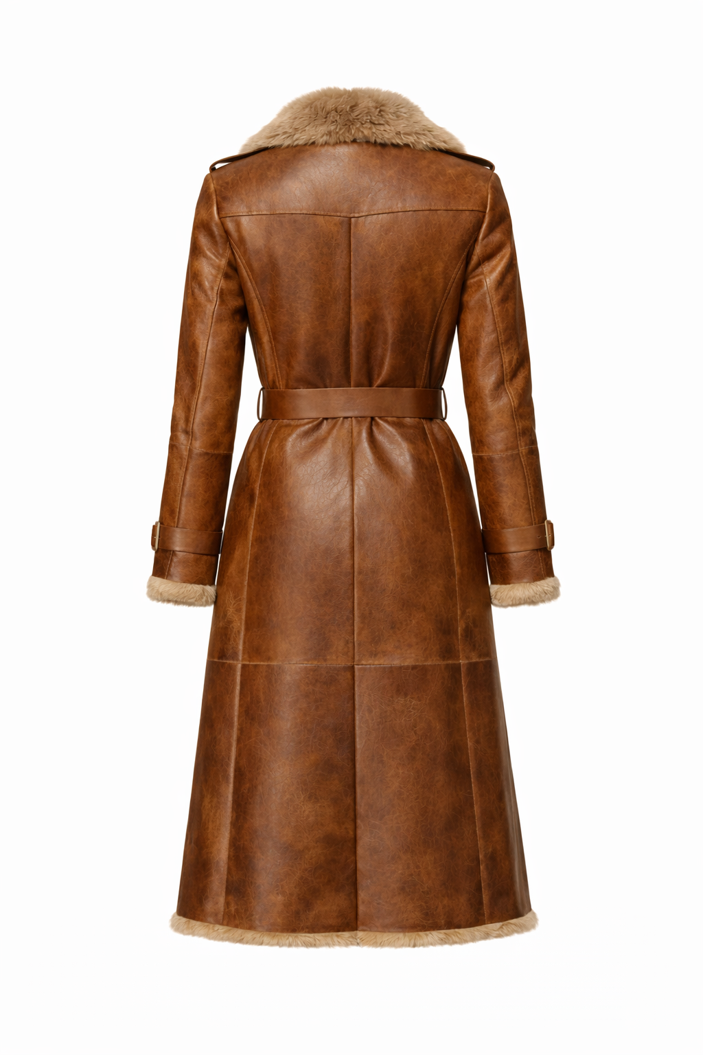 Women's Sheepskin Fur Leather Coat In Coffee Brown (VF)