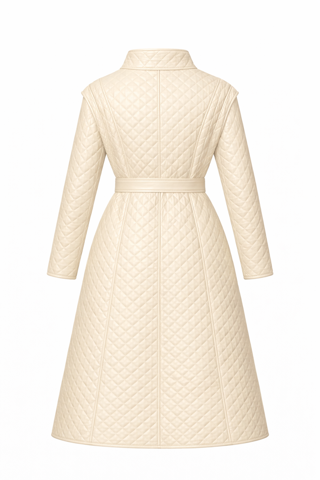 Women's Quilted Leather Trench Coat In Beige Color (VF)