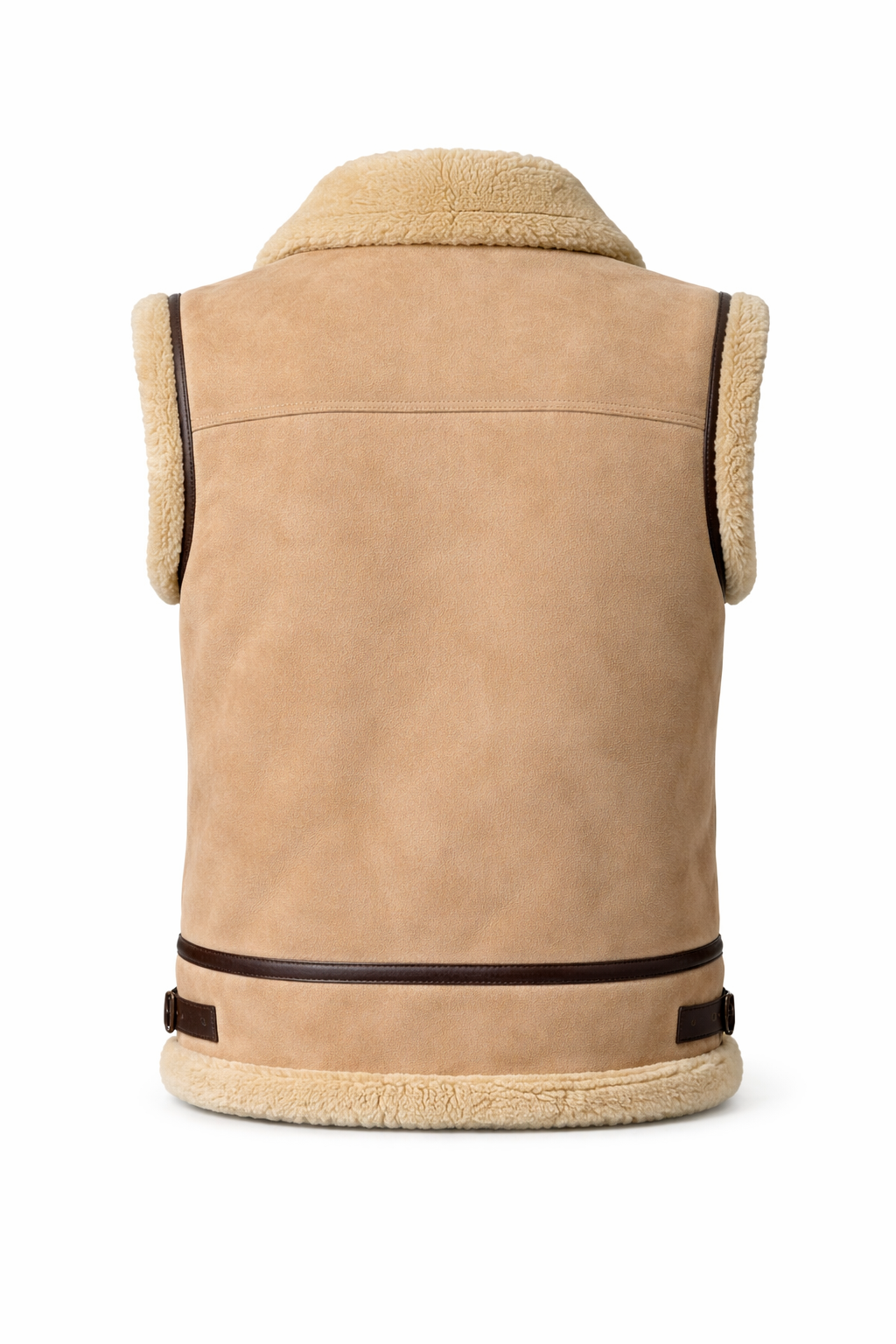 Men's Shearling Leather Vest In Beige (VF)
