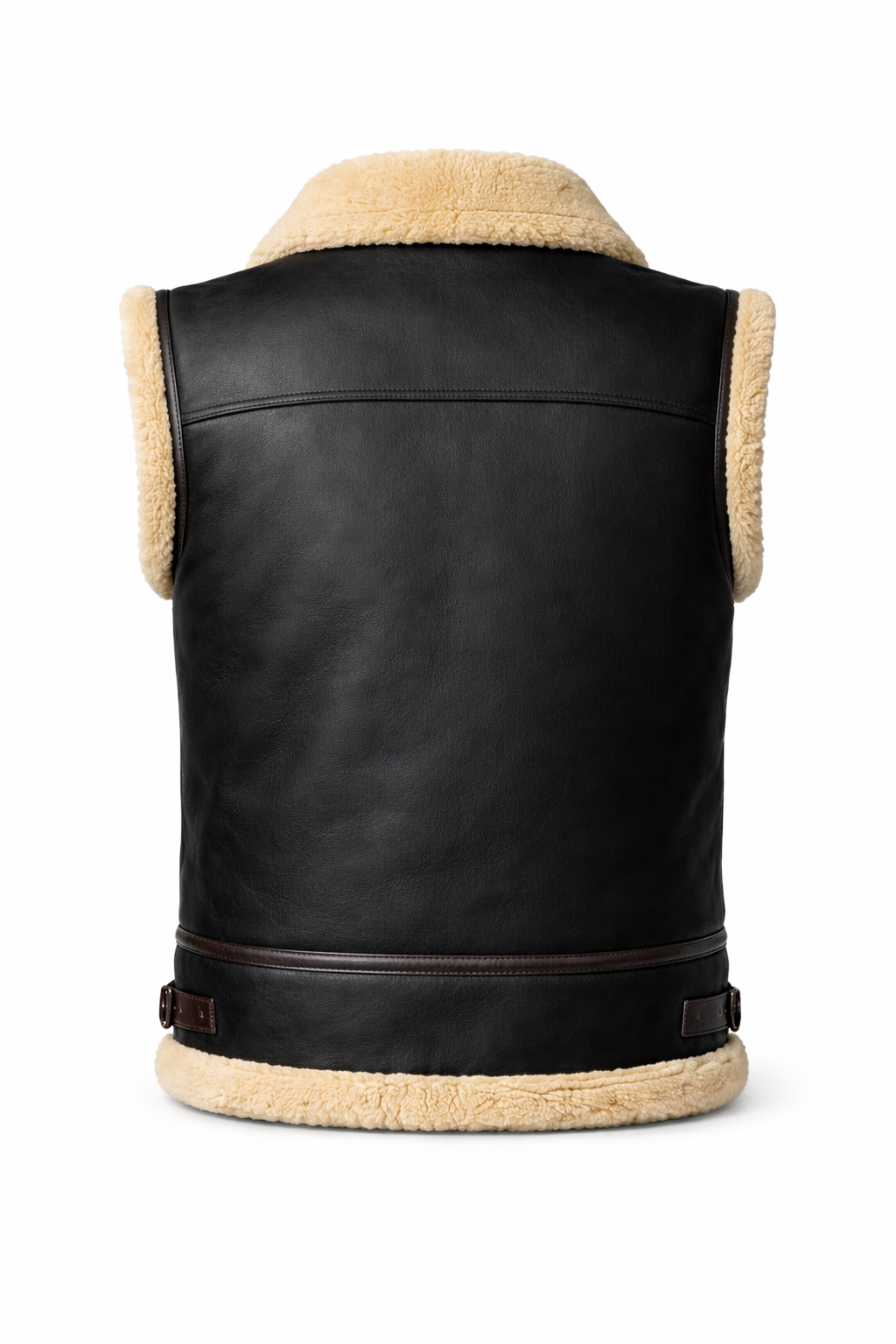 Men's Shearling Leather Vest In Black (VF)