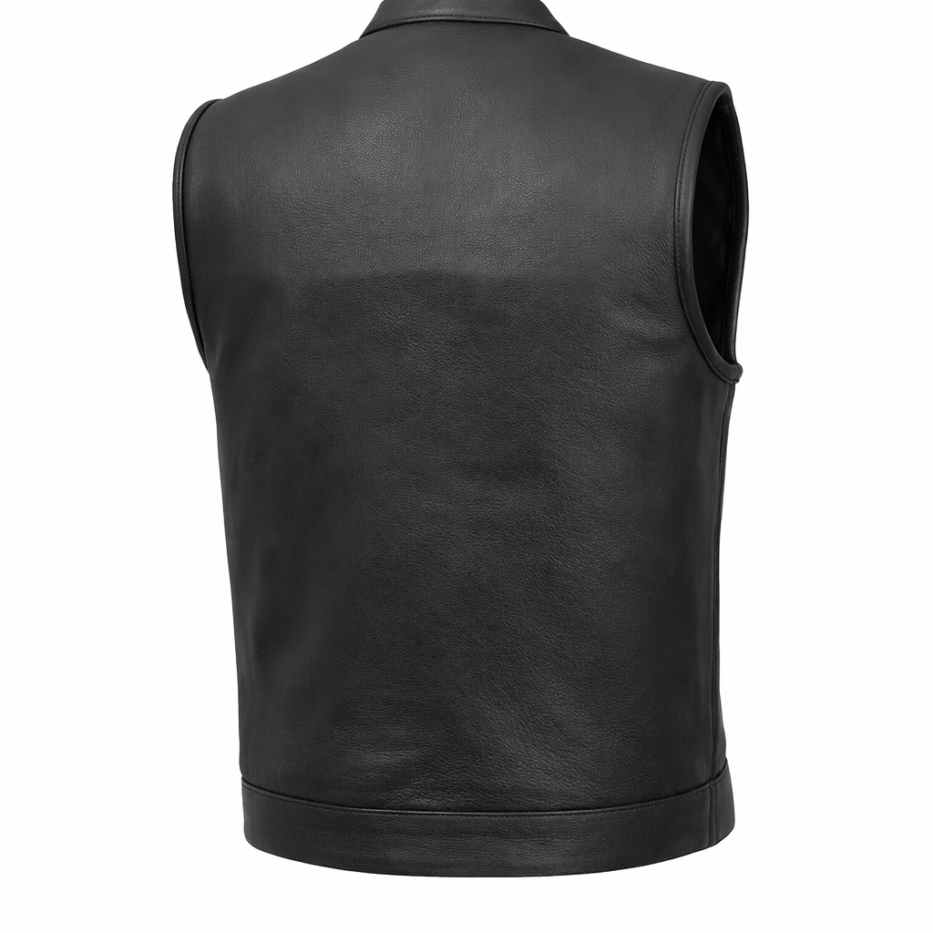 Men Leather Vest In Black (VF)