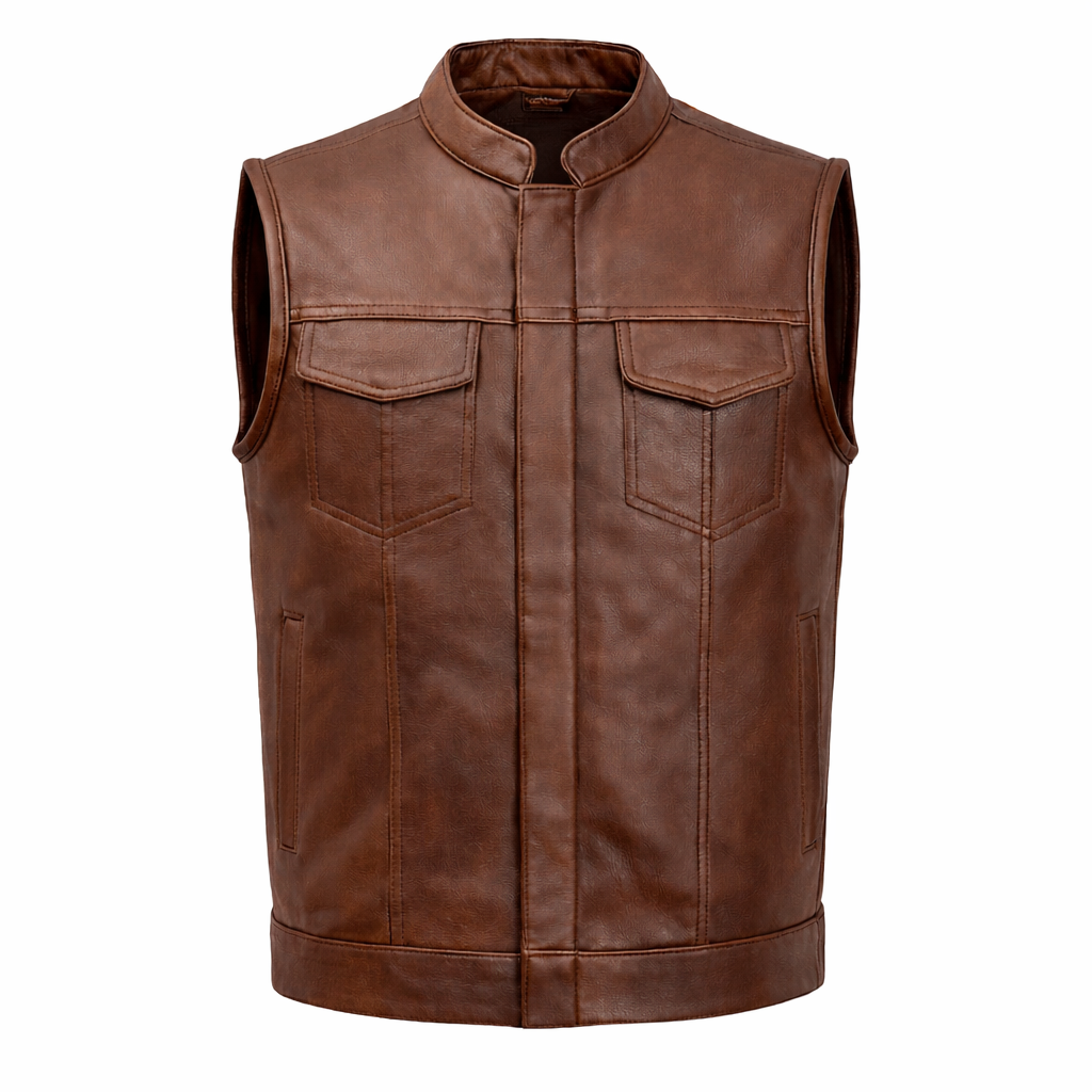 Men Leather Vest In Brown (VF)