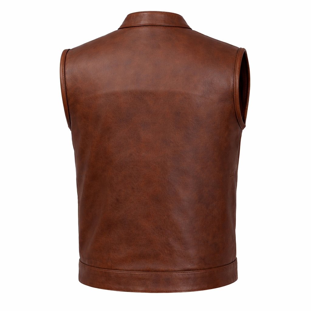 Men Leather Vest In Brown (VF)